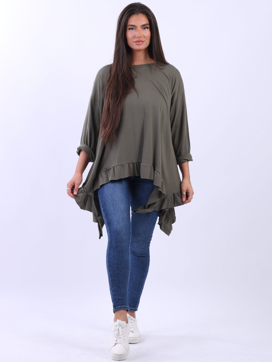 Plain Cotton Tunic Box Top Khaki