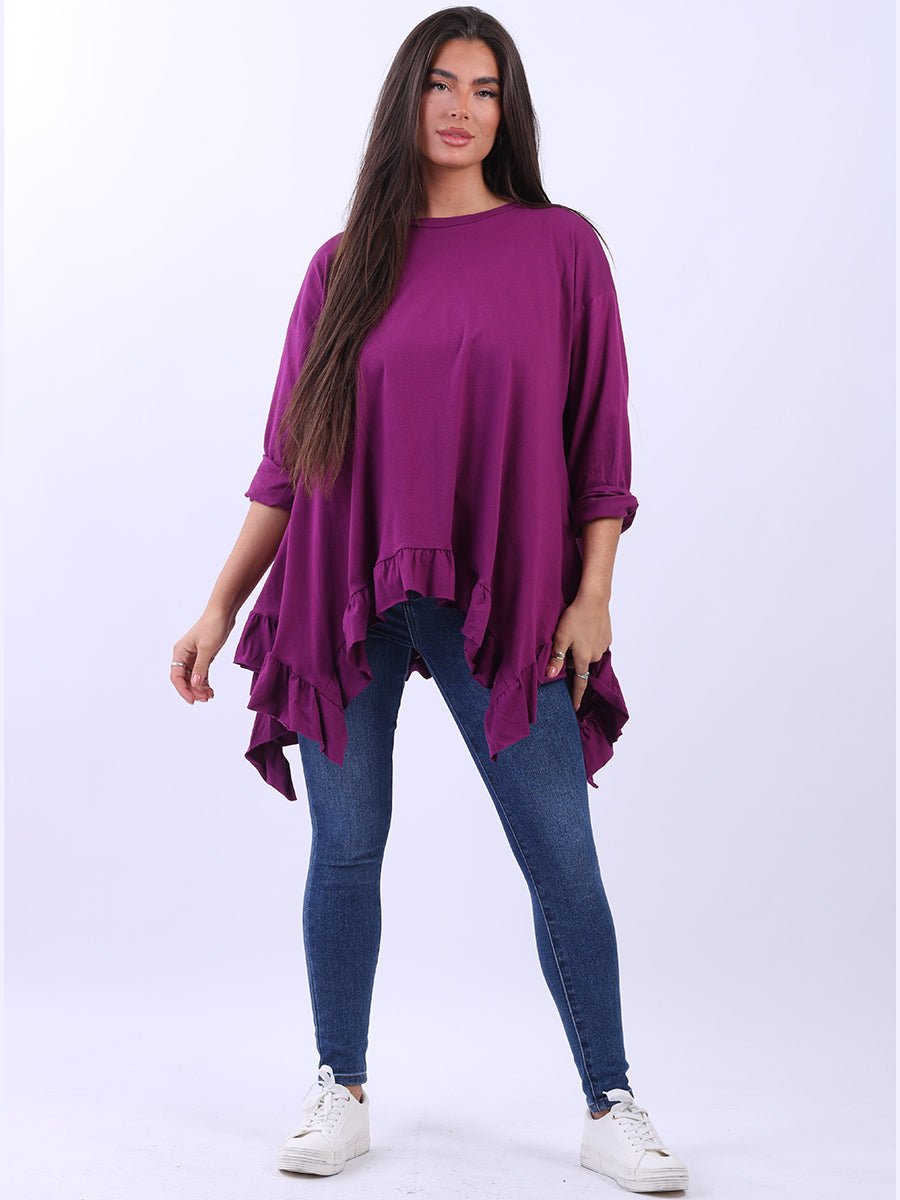 Plain Cotton Tunic Box Top Magenta