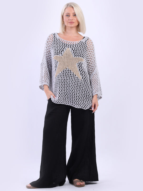 Knitted Star Cotton Cover Up Silver
