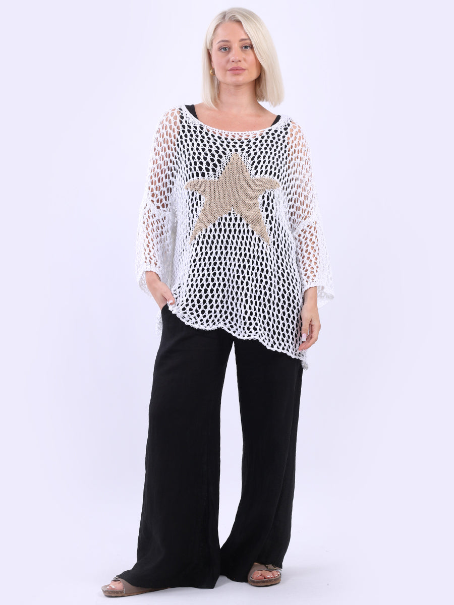 Knitted Star Cotton Cover Up White