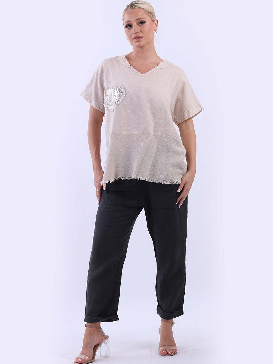 Baggy Linen Hopsack Crop Top