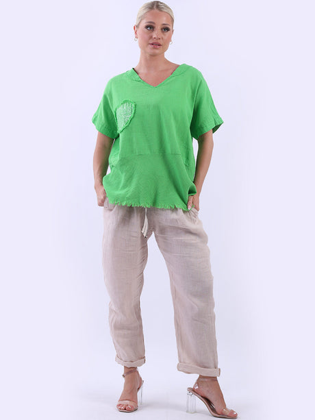 Baggy Linen Hopsack Crop Top