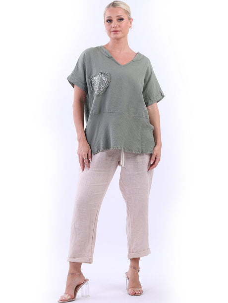 Baggy Linen Hopsack Crop Top