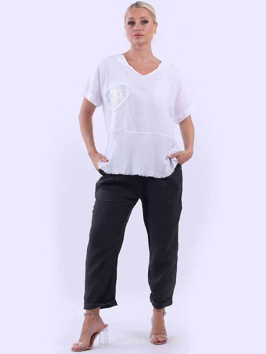 Baggy Linen Hopsack Crop Top