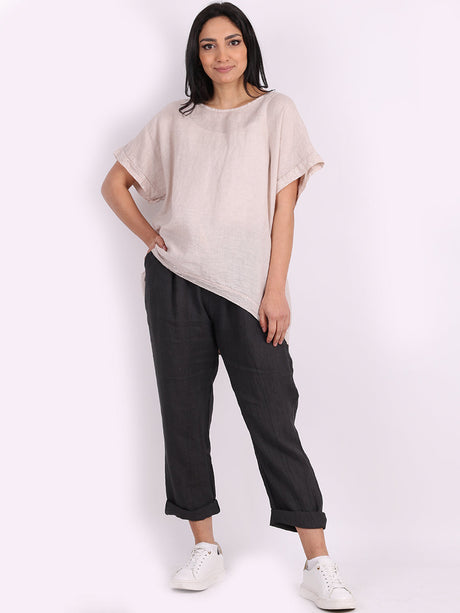 Glitzy Sequins Linen Hi-Lo Casual Top