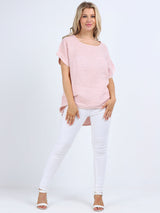 Glitzy Sequins Linen Hi-Lo Casual Top