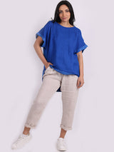 Glitzy Sequins Linen Hi-Lo Casual Top