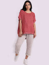 Glitzy Sequins Linen Hi-Lo Casual Top