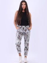 Sequin Ripped Camouflage Magic Pant Silver
