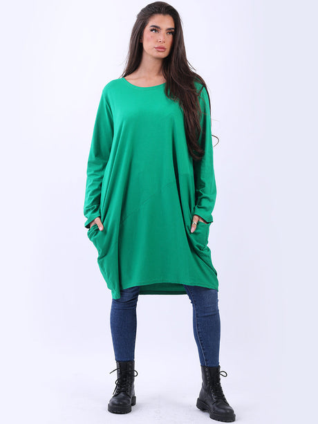 Plain Side Pockets Ladies Cotton Dress