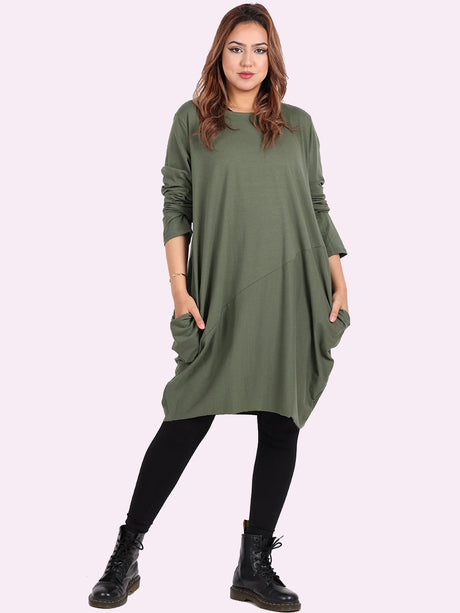 Plain Side Pockets Ladies Cotton Dress