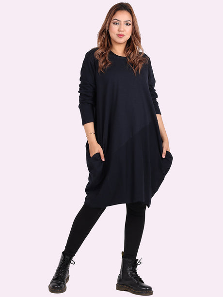 Plain Side Pockets Ladies Cotton Dress