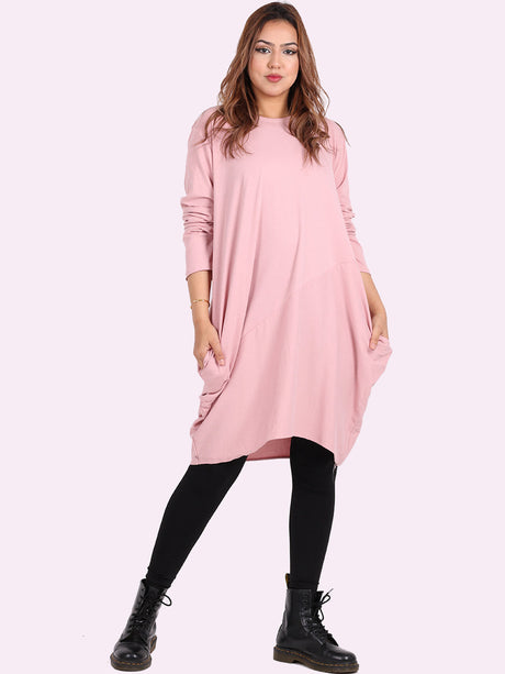 Plain Side Pockets Ladies Cotton Dress