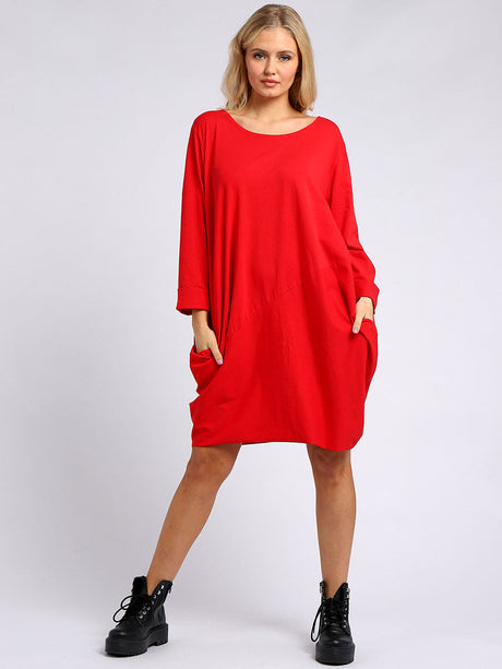 Plain Side Pockets Ladies Cotton Dress