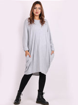Plain Side Pockets Ladies Cotton Dress