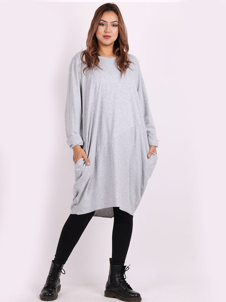 Plain Side Pockets Ladies Cotton Dress