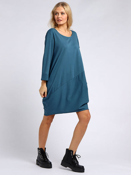 Plain Side Pockets Ladies Cotton Dress