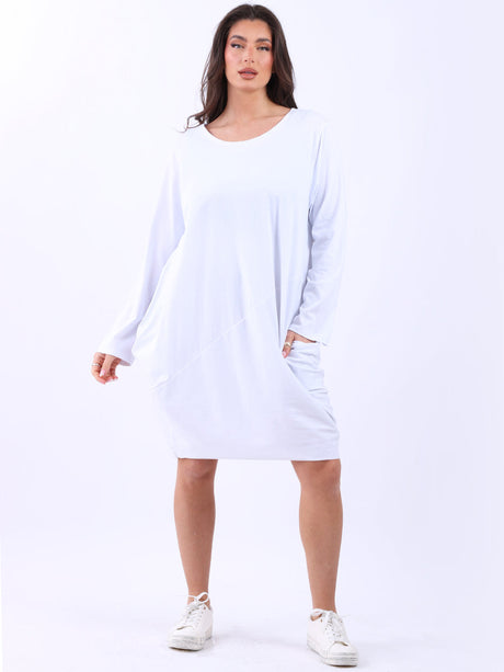 Plain Side Pockets Ladies Cotton Dress