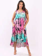 Sleeveless Digital Tie Dye Tank Dress