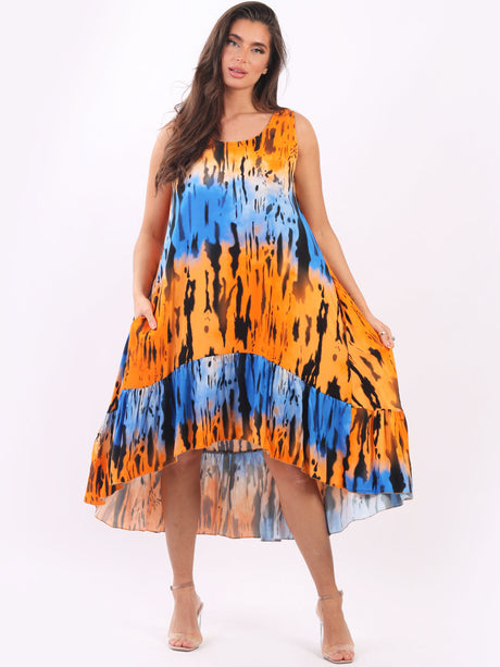 Sleeveless Digital Tie Dye Tank Dress