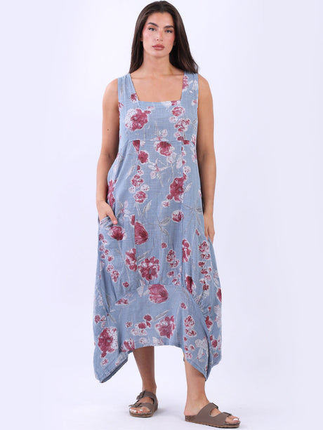 Sleeveless Floral Oversized Cotton Dress