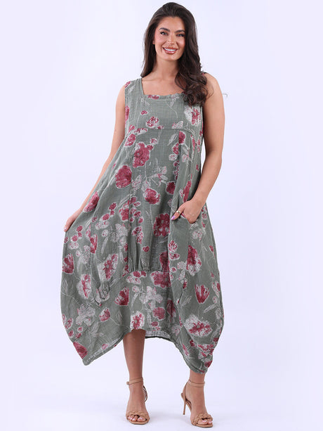 Sleeveless Floral Oversized Cotton Dress