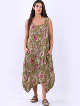 Ladies Plus Size Floral Print Cotton Hi Lo Tank Dress