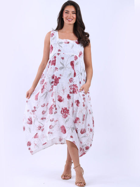 Sleeveless Floral Oversized Cotton Dress