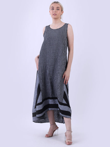 Sleeveless Linen Stripy Tank Dress