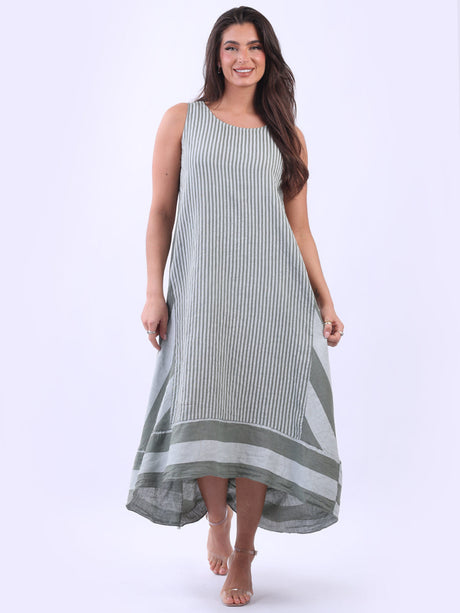 Sleeveless Linen Stripy Tank Dress