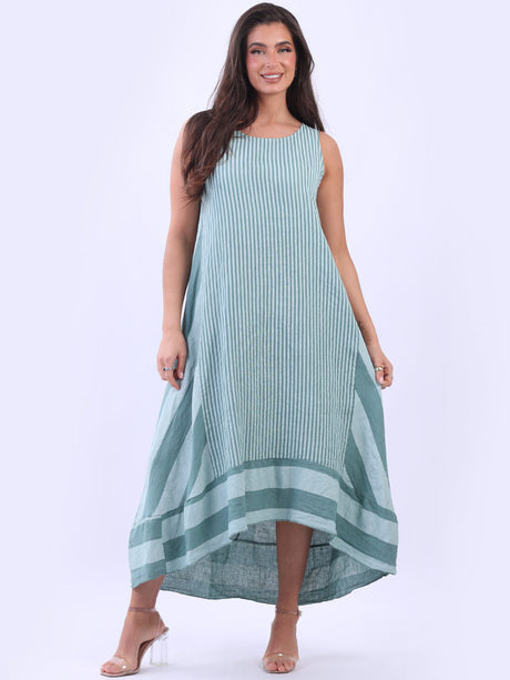 Sleeveless Linen Stripy Tank Dress