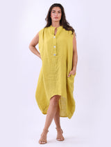 Plus Size Plain Linen Hi-Lo Tank Dress