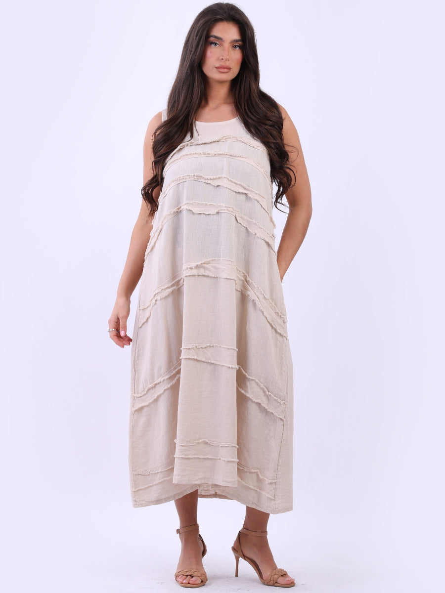 Plus Size Ruffle Lagenlook Sleeveless Linen Summer Dress