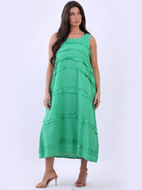 Plus Size Ruffle Lagenlook Sleeveless Linen Summer Dress