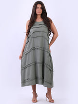 Plus Size Ruffle Lagenlook Sleeveless Linen Summer Dress