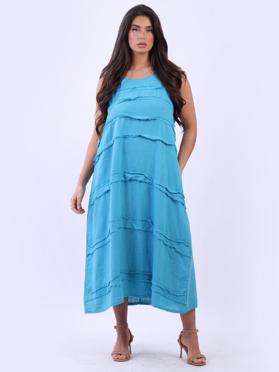 Plus Size Ruffle Lagenlook Sleeveless Linen Summer Dress