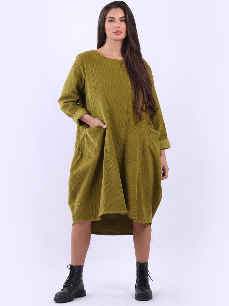 Cotton Corduroy Dress Olive