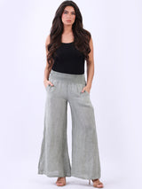 Linen Vintage Washed Wide Leg Trouser