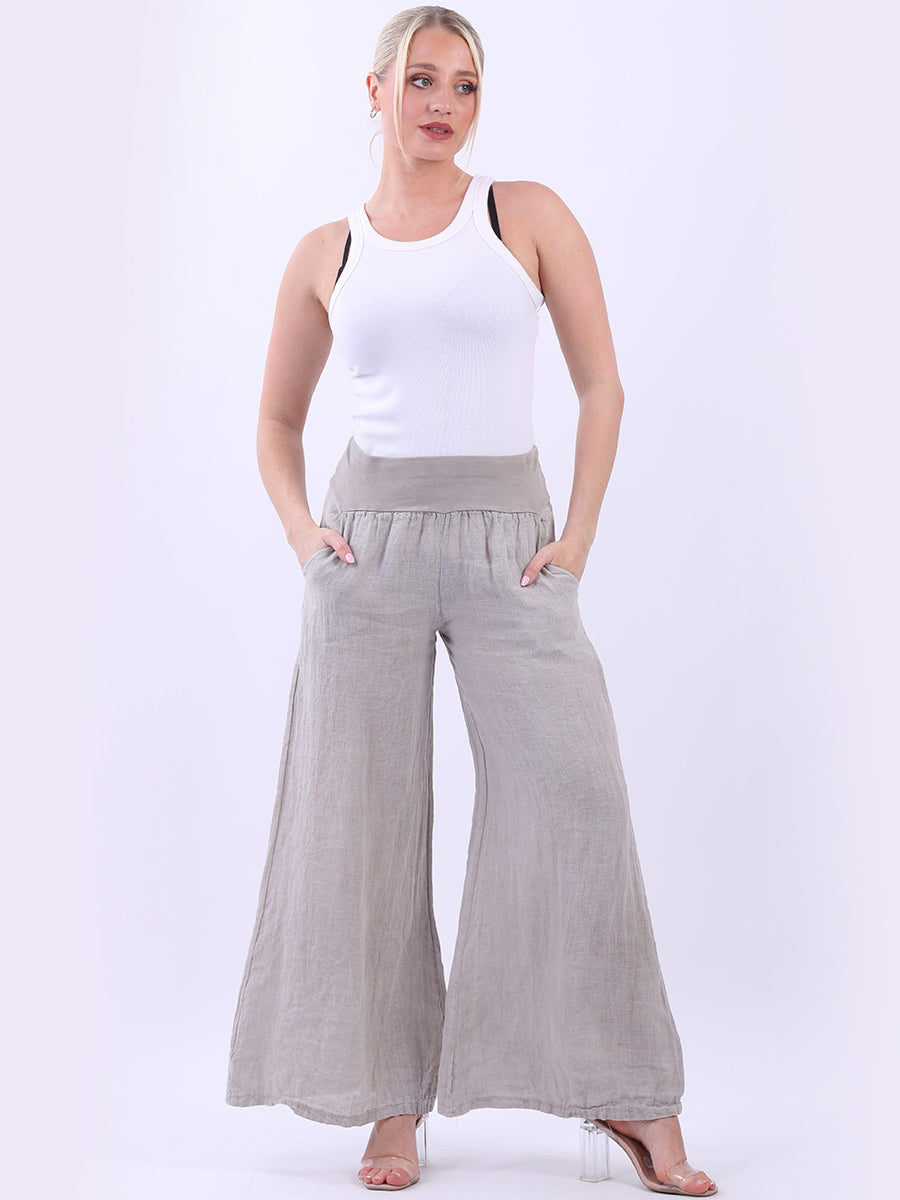 Linen Vintage Washed Wide Leg Trouser