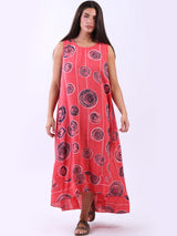 Spiral Plus Size Wide Straps Hi-Lo Cotton Dress