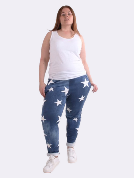 Star Print Cotton Women Trouser