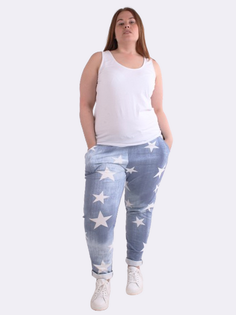 Star Print Cotton Women Trouser