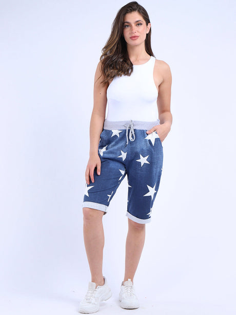 Ladies Star Print Cotton Safari Shorts