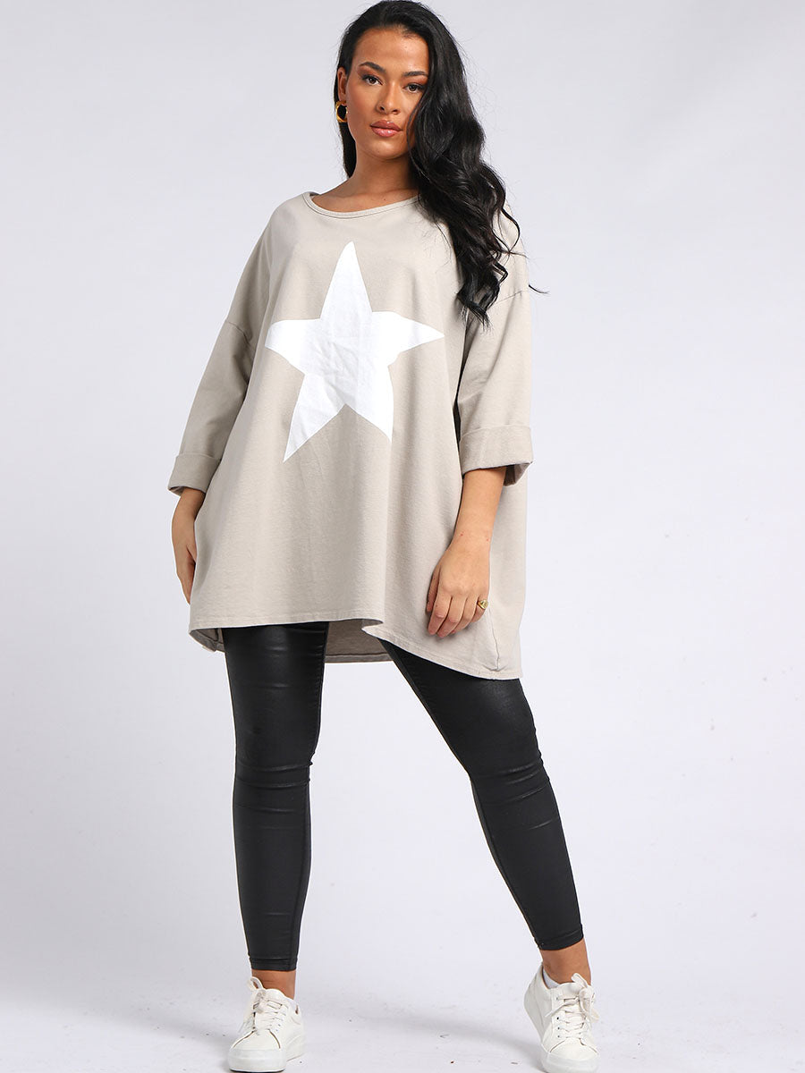 Casual Oversized Star Print Cotton Summer Top