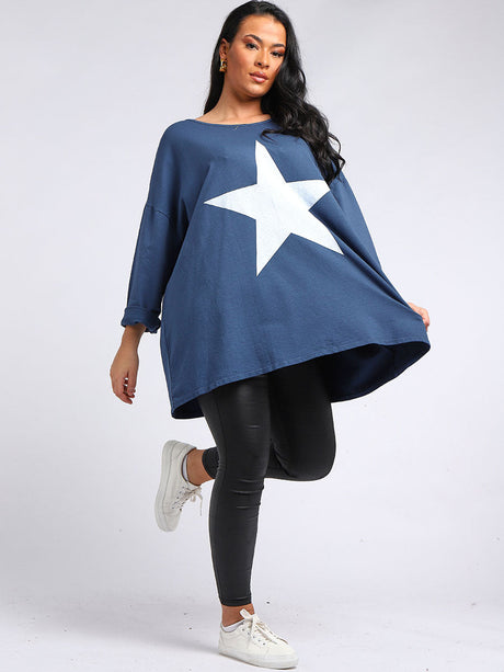 Casual Oversized Star Print Cotton Summer Top