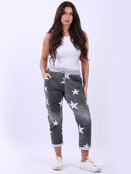 Star Print Cotton Women Trouser