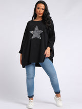 Plus Size Sequin Star Chunky Cotton Top