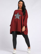 Plus Size Sequin Star Chunky Cotton Top