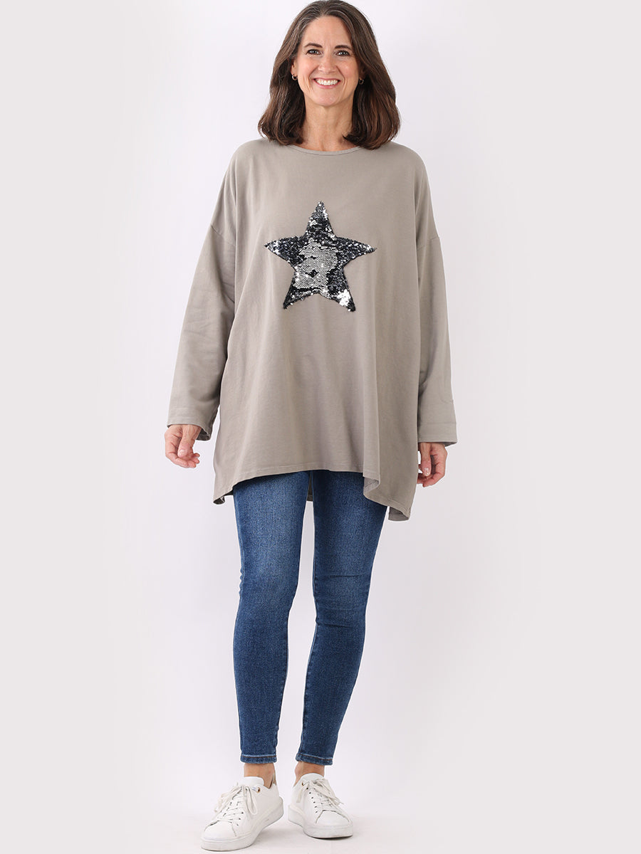 Plus Size Sequin Star Chunky Cotton Top