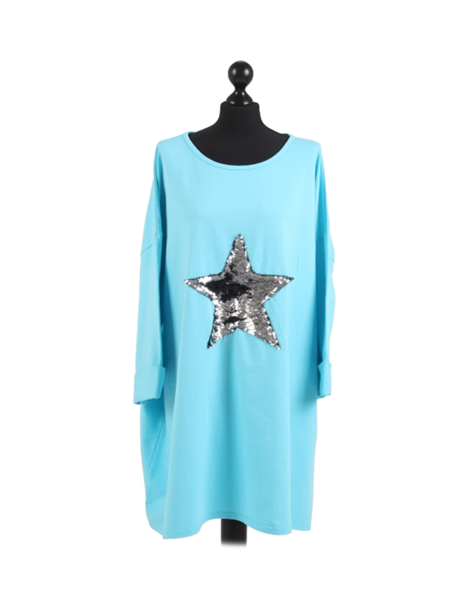 Plus Size Sequin Star Chunky Cotton Top